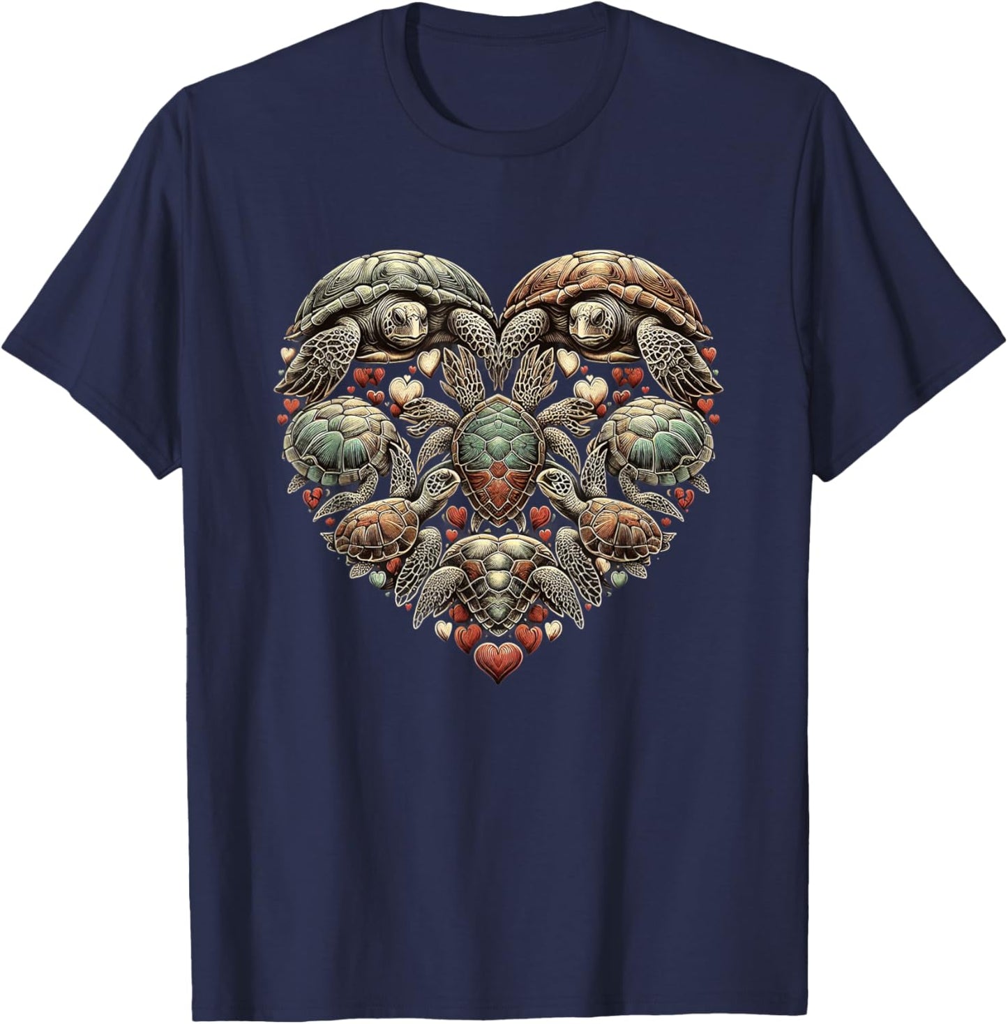 Turtles Love Sea Beautiful Colorful Turtle Art Animal T-Shirt - T-Shirt | Navy