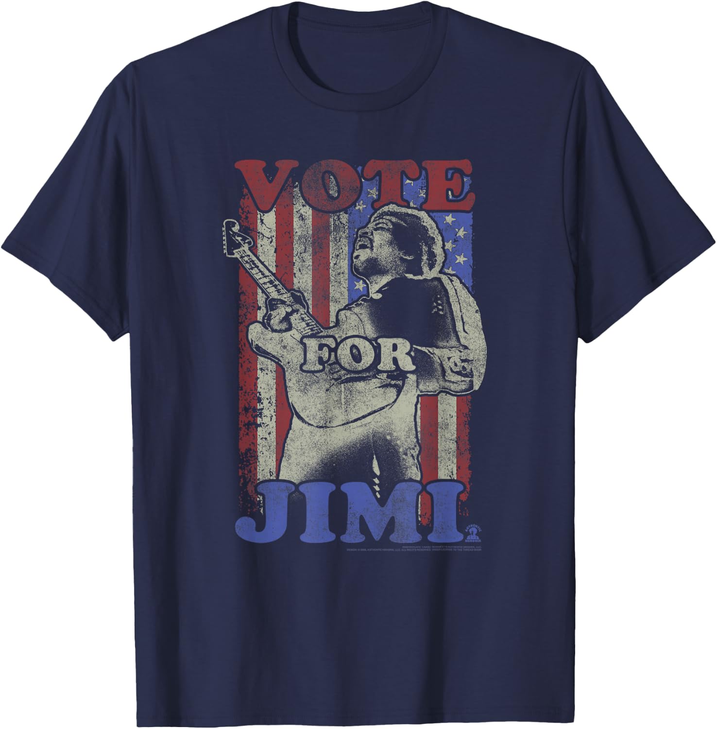 Jimi Hendrix Official Guitar Flag Vote for Jimi T-Shirt - T-Shirt | Navy