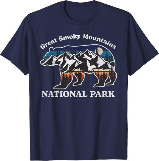 Great Smoky Mountains National Park Bear Hiking Souvenir T-Shirt - T-Shirt | Navy