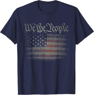 We The People USA Flag 4th of July US Distressed Grunge US T-Shirt - T-Shirt | Navy