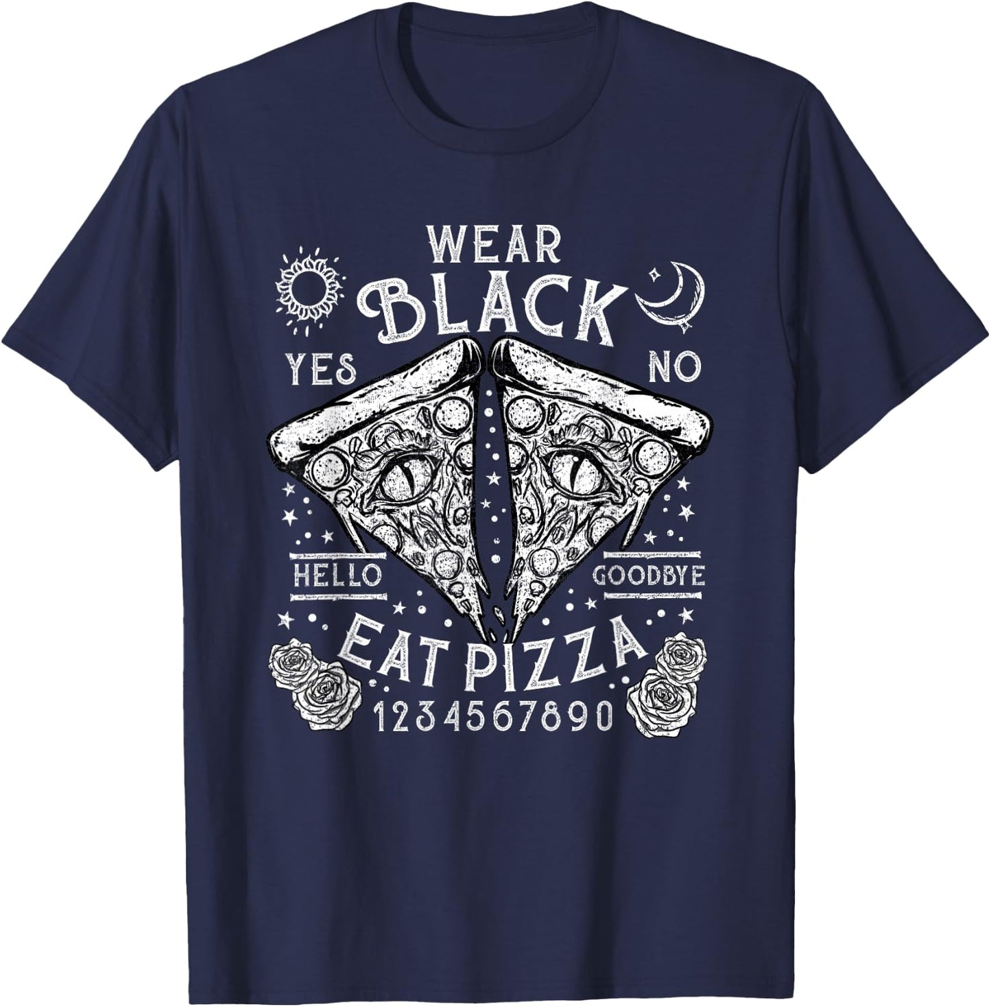 Wear Black Eat Pizza I Gothic Ouija Board T-Shirt - T-Shirt | Navy