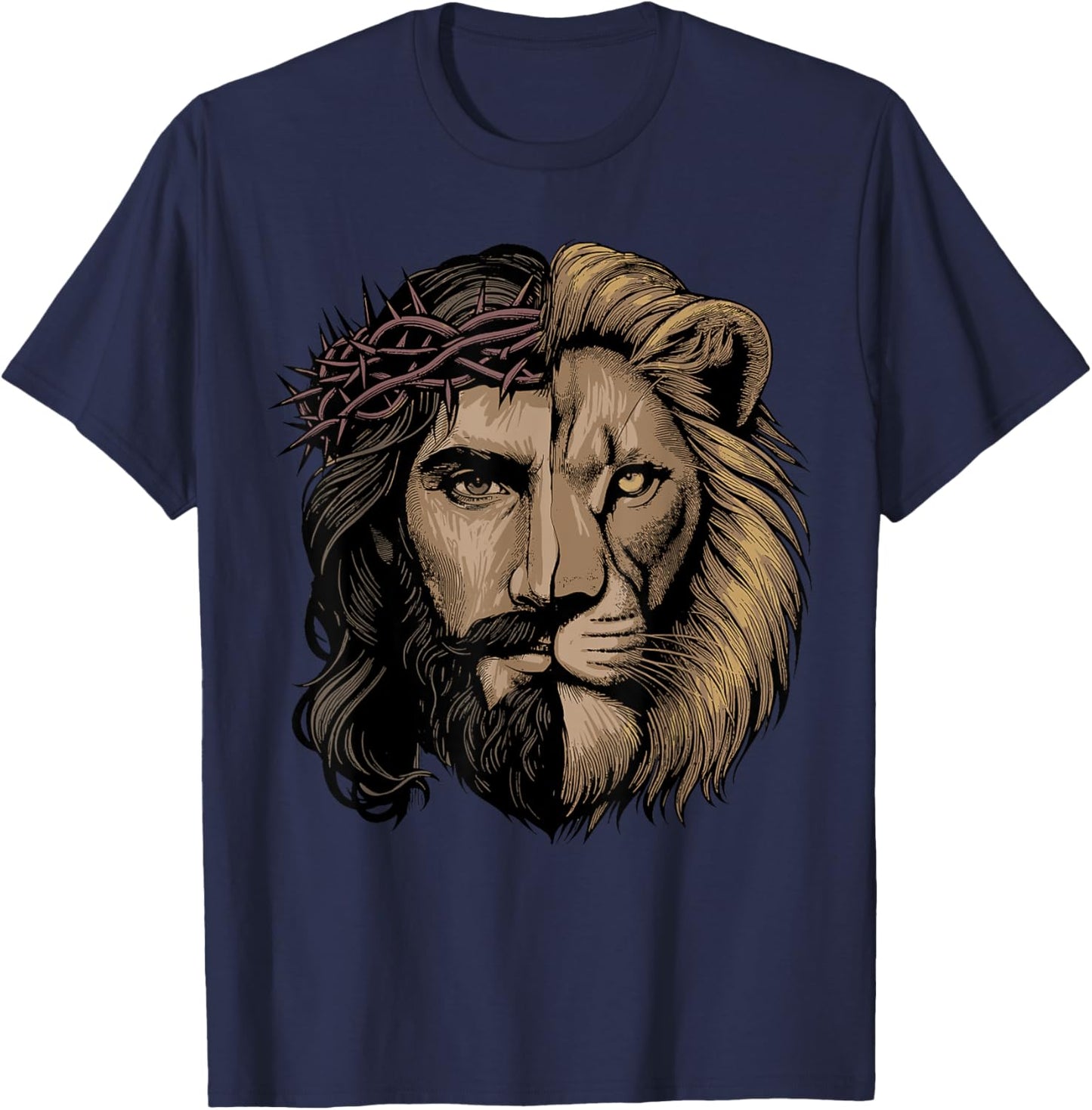 Jesus Shirt Christian Inspiration Jesus Lion Of Judah T-Shirt - T-Shirt | Navy