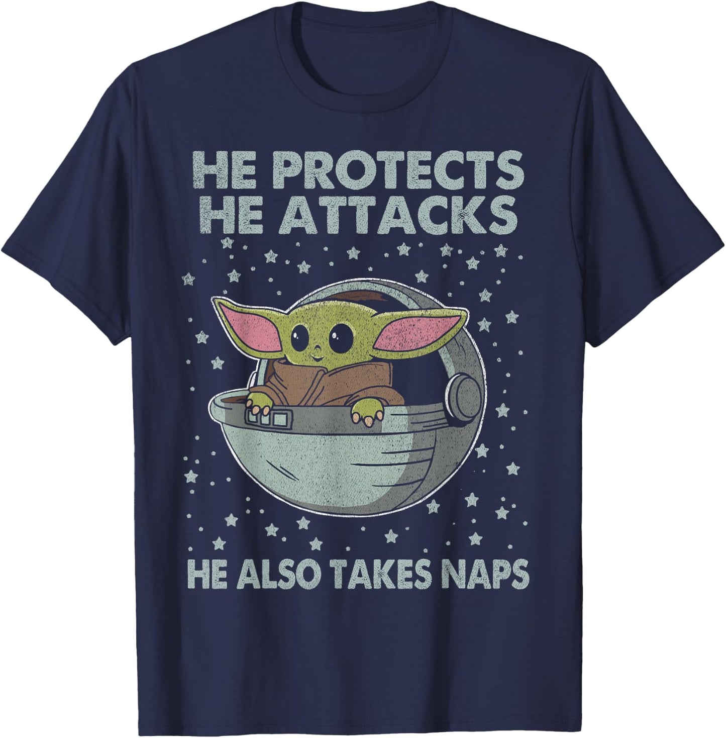Star Wars The Mandalorian The Child He Also Takes Naps T-Shirt - T-Shirt | Navy