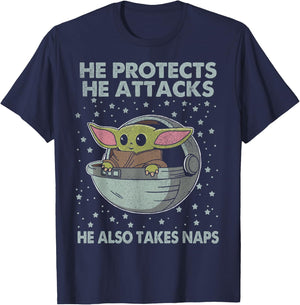 Star Wars The Mandalorian The Child He Also Takes Naps T-Shirt - T-Shirt | Navy