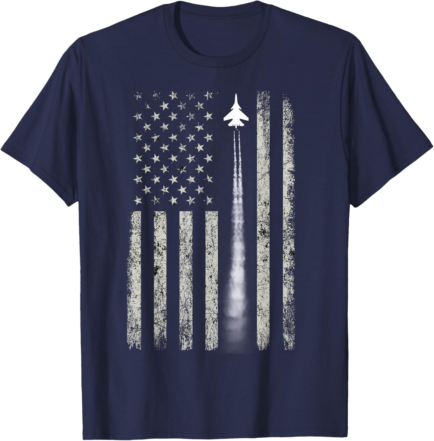 Patriotic American Flag Airplane Enthusiast Pilot Gift Men T-Shirt - T-Shirt | Navy