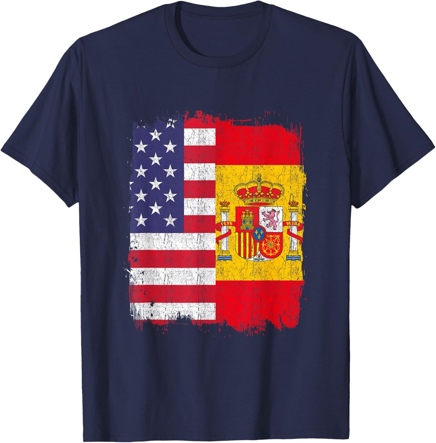 USA Spain Flag American Spanish T-Shirt - T-Shirt | Navy