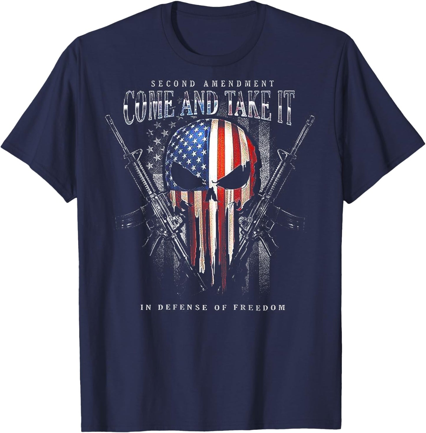 Second Amendment Come and Take It in Defense of Freedom T-Shirt - T-Shirt | Navy