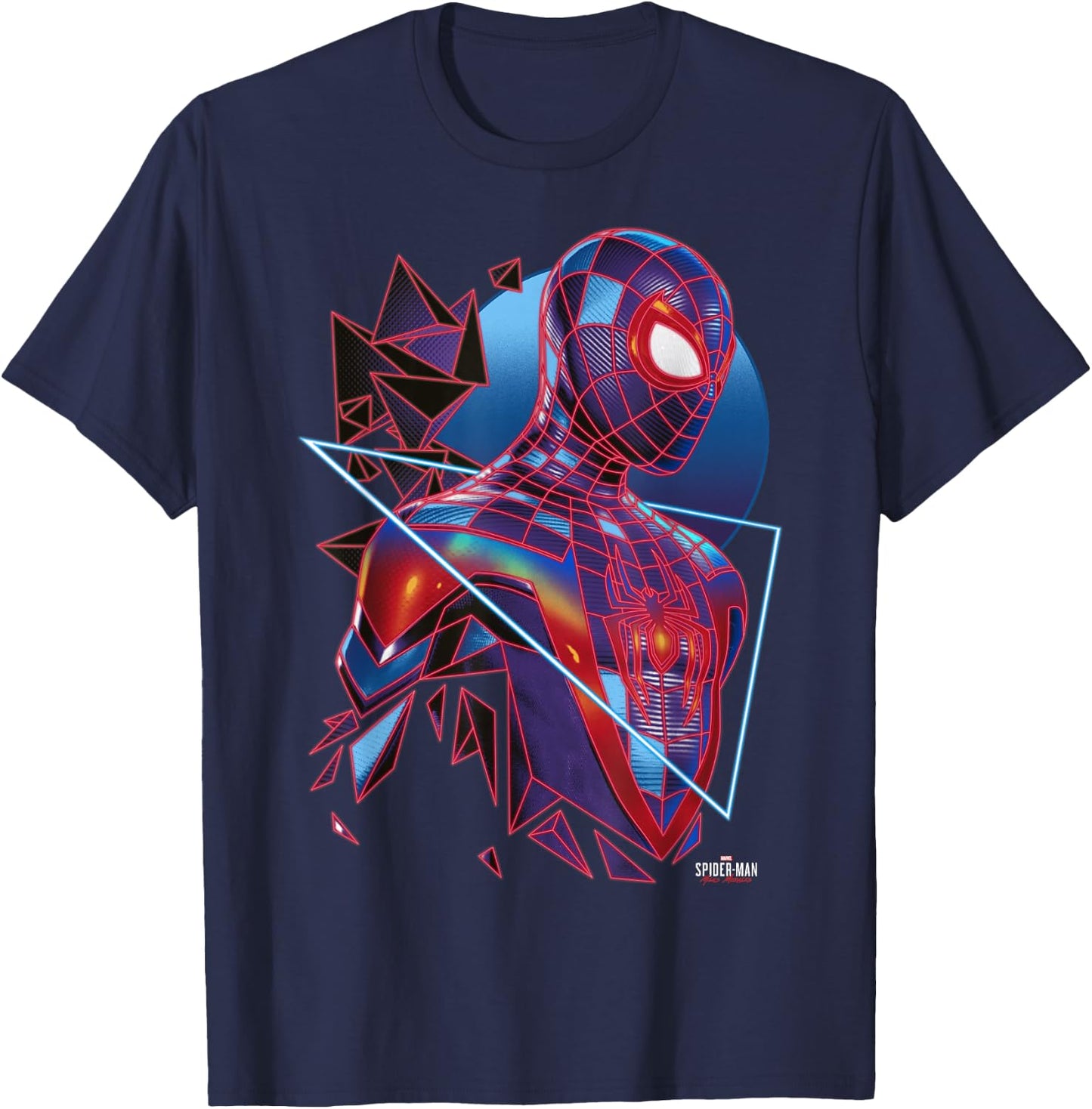 Marvel Spider-Man: Miles Morales Shattered Portrait T-Shirt - T-Shirt | Navy