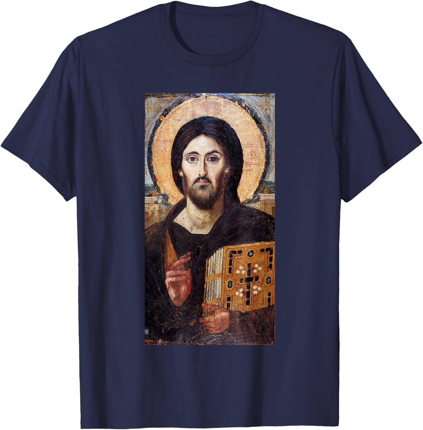 Jesus Christ Pantocrator Sinai Orthodox Christian Icon Gifts T-Shirt - T-Shirt | Navy