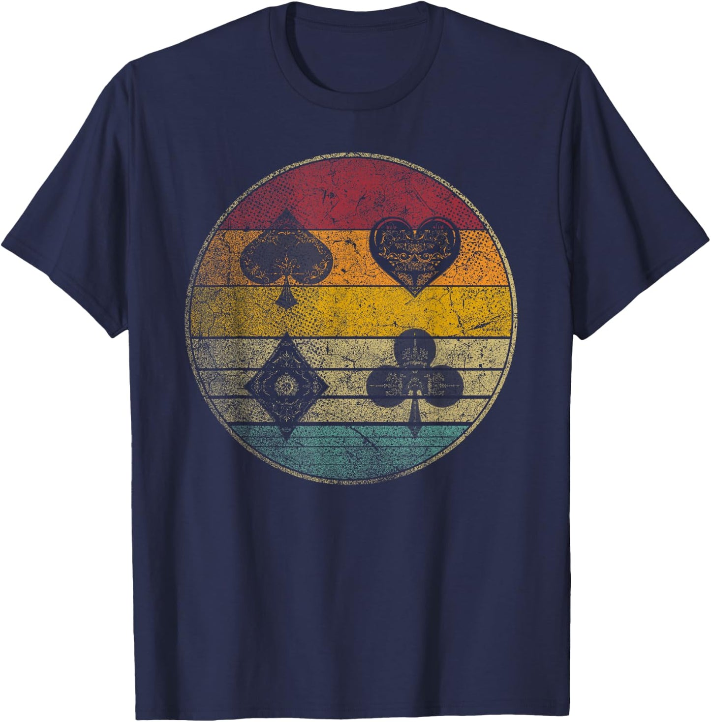 Poker Cards Game Vintage Retro Style Distressed Men Women T-Shirt - T-Shirt | Navy