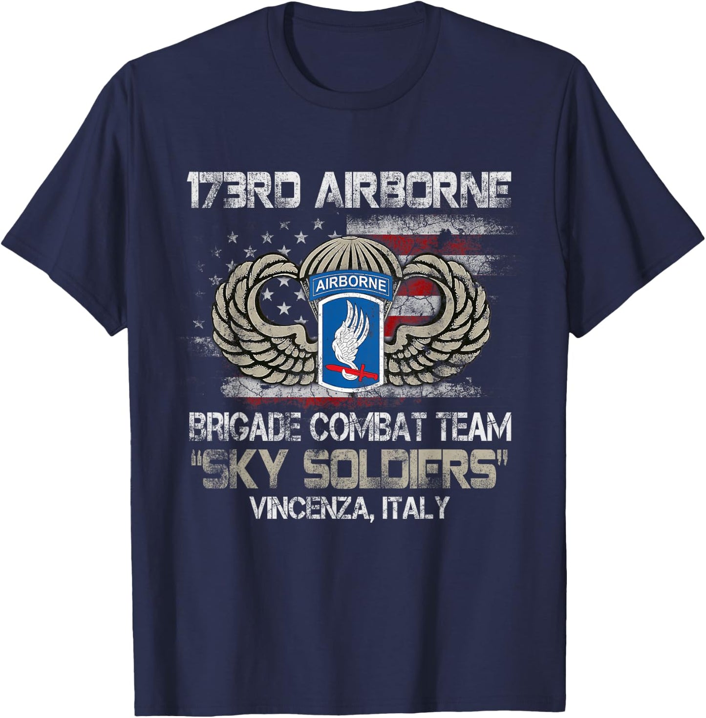 173rd Airborne Brigade Combat Team U.S Flag Veteran Gift Men T-Shirt - T-Shirt | Navy