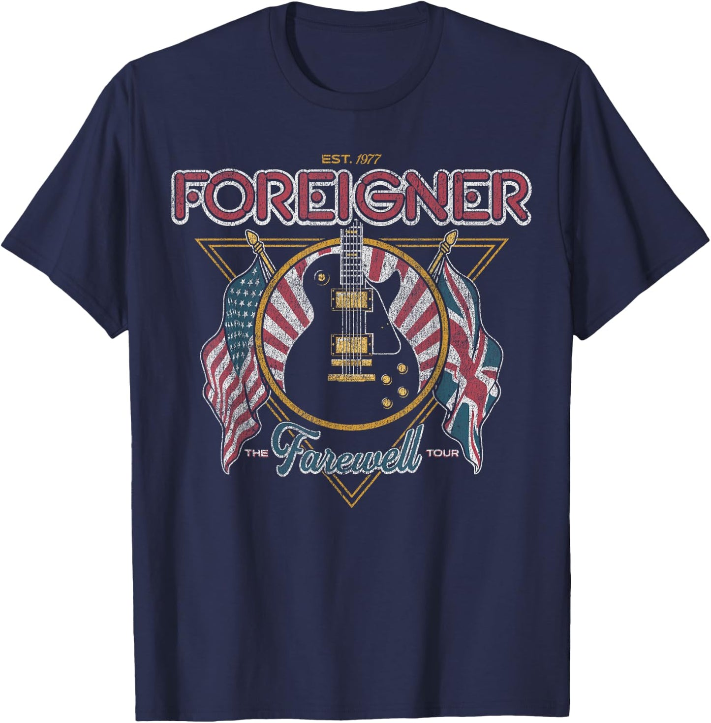 Foreigner Guitar Flag T-Shirt - T-Shirt | Navy