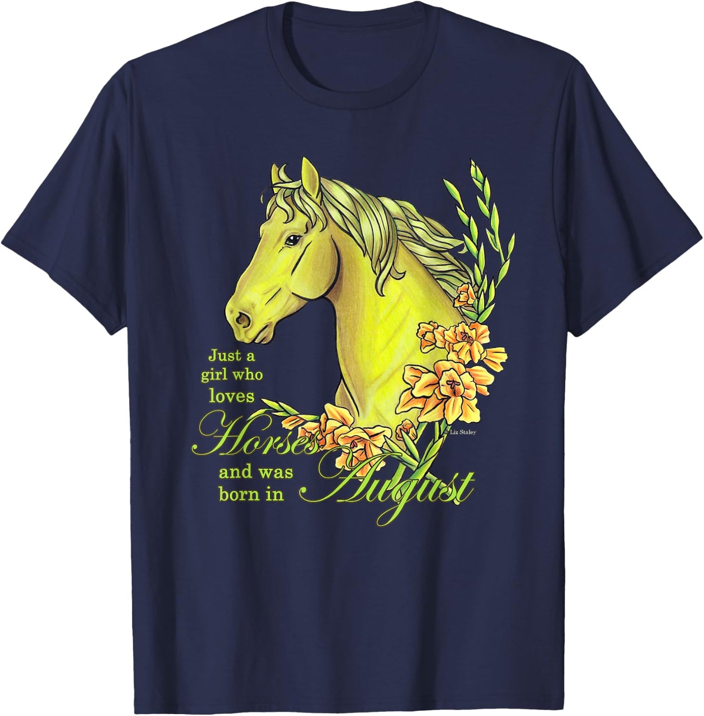 Just A Girl Who Loves Horses Born In August Peridot Horse T-Shirt - T-Shirt | Navy