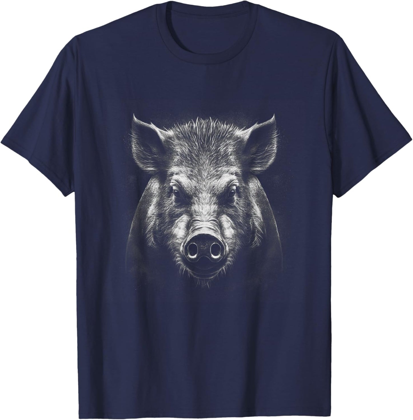 Wild Boar Face - Boar's Front Facing Head T-Shirt - T-Shirt | Navy