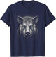 Wild Boar Face - Boar's Front Facing Head T-Shirt - T-Shirt | Navy