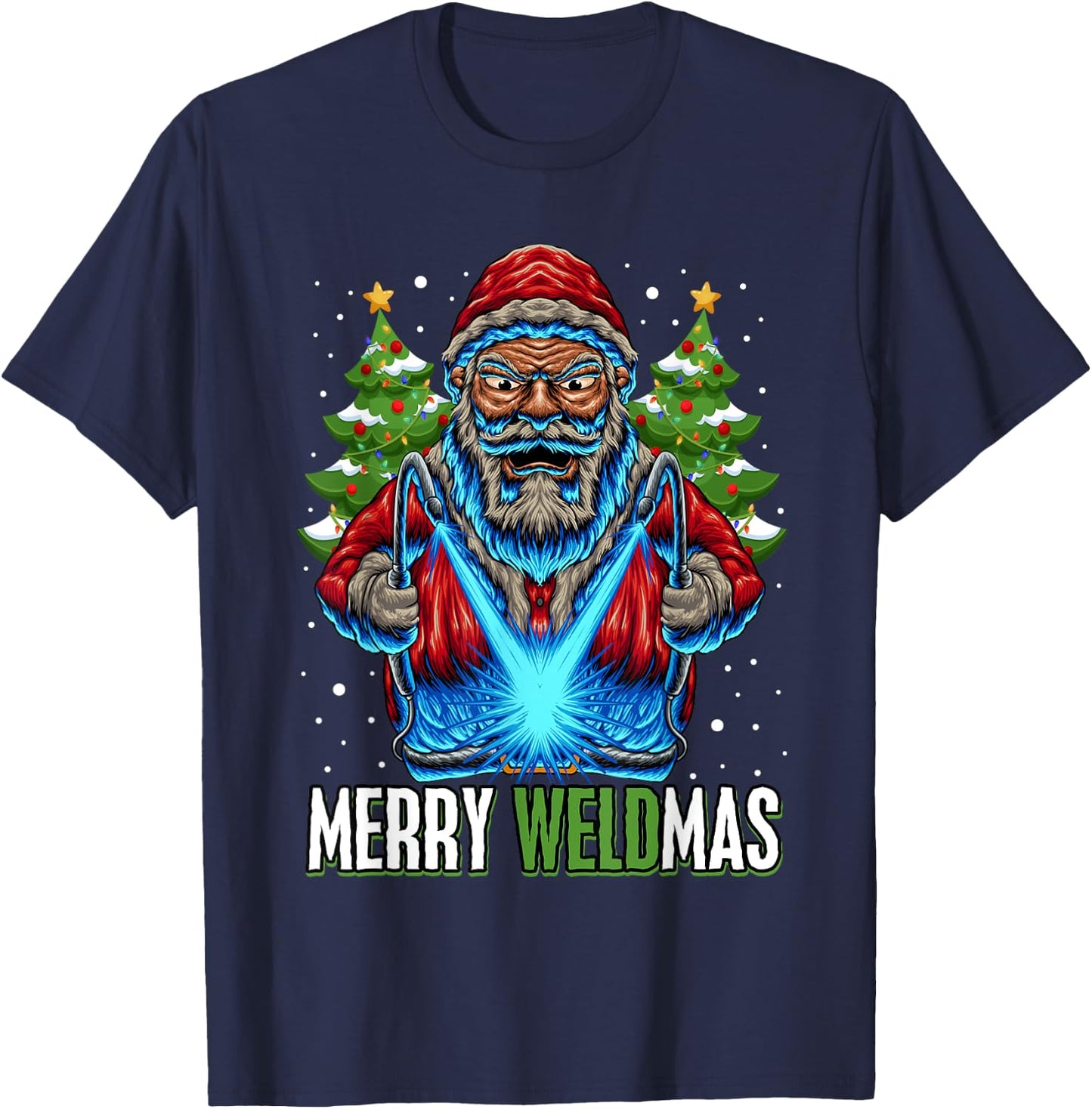 Merry Weldmas Welder Christmas Welding Worker Santa T-Shirt - T-Shirt | Navy