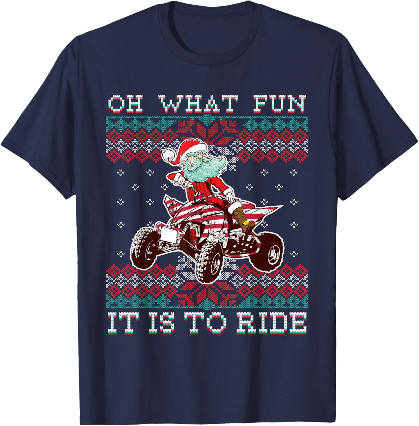 Christmas All-Terrain Vehicles Santa Claus Four-Wheeler ATV T-Shirt - T-Shirt | Navy