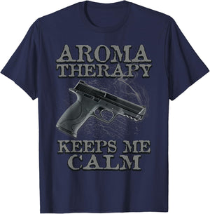 Funny 2nd Amendment Shirt Aromatherapy Keeps Me Calm T-Shirt - T-Shirt | Navy