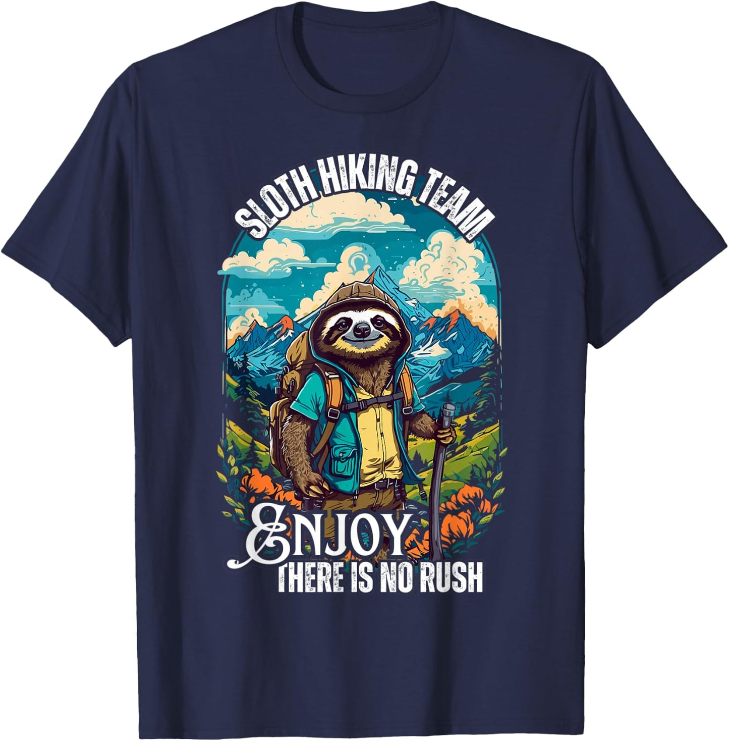 Sloth hiking team, funny hiking sloth, sloths and hiking T-Shirt - T-Shirt | Navy