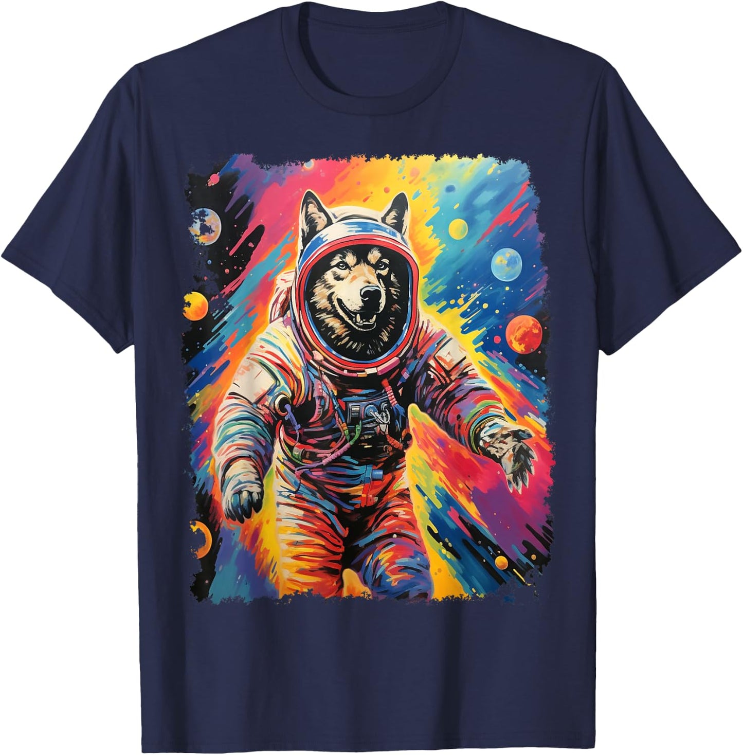 Space Wolf T-Shirt - T-Shirt | Navy