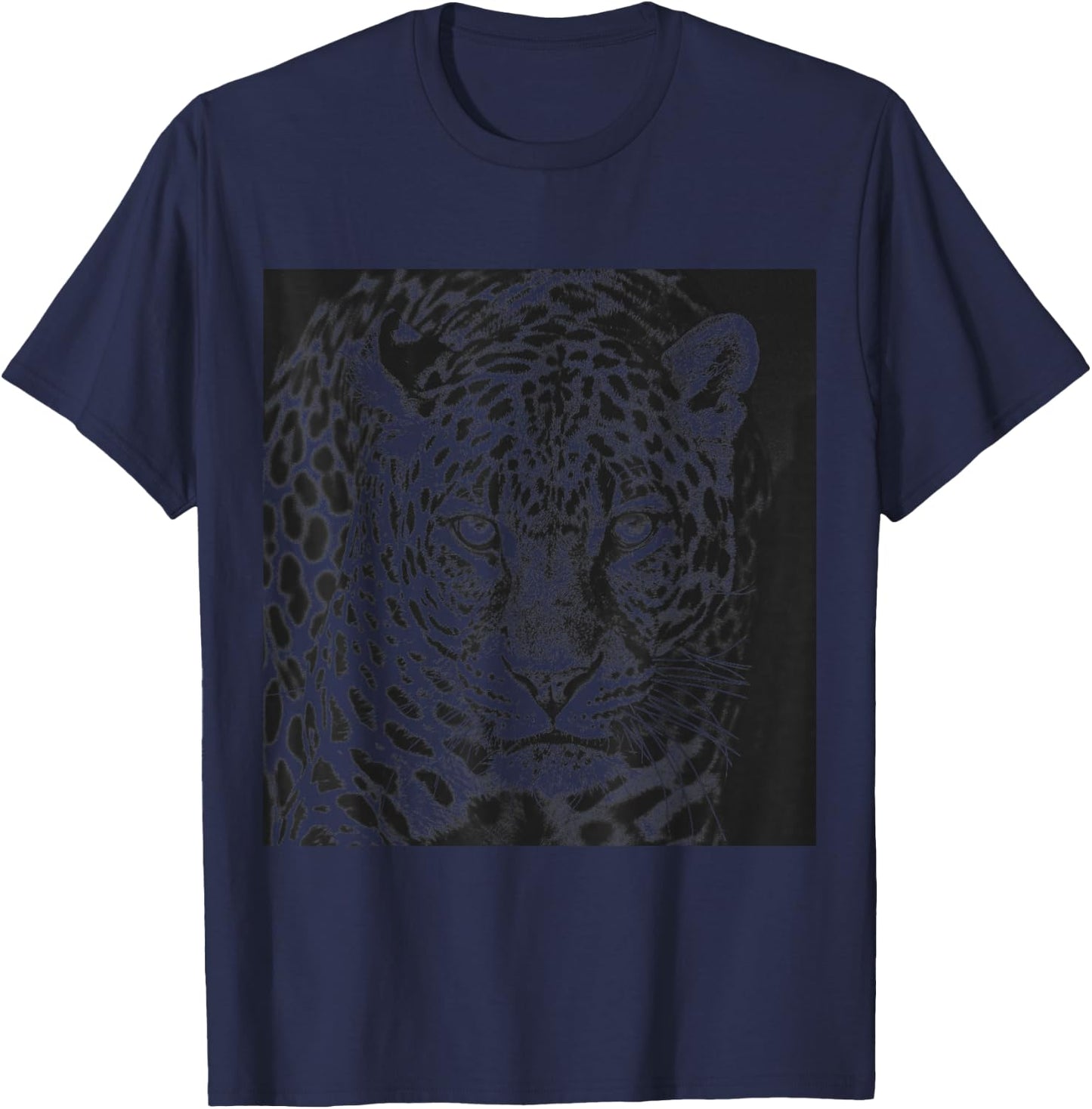 Snow Leopard Cheetah Jaguar Panther Cat Face Black Gift T-Shirt - T-Shirt | Navy