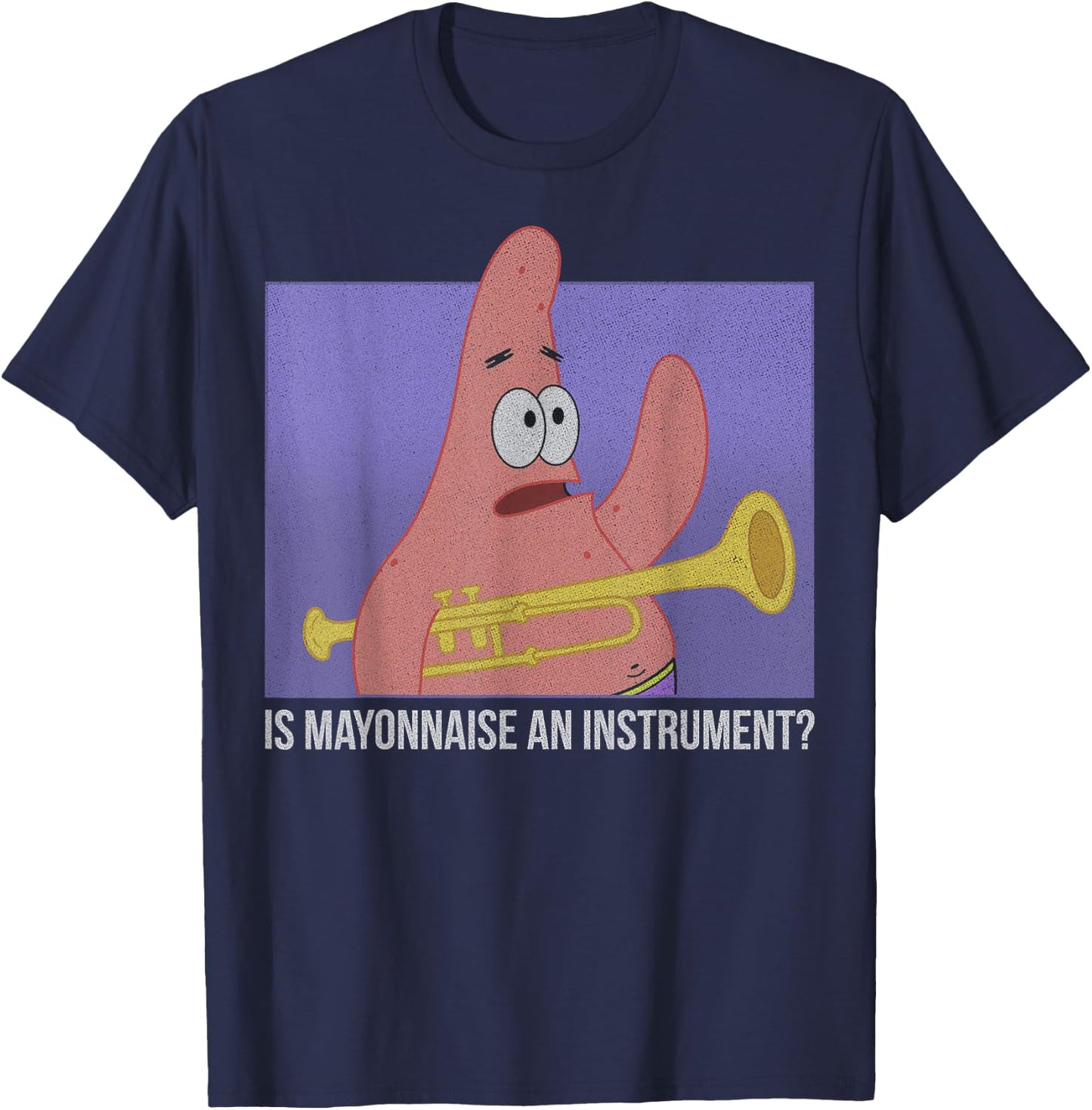 Spongebob Squarepants Patrick is Mayonnaise an Instrument Small T-Shirt - T-Shirt | Navy