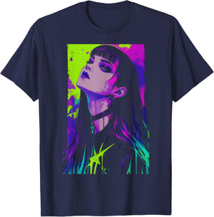 Cybergoth Cybercore Grunge Punk Goth Girl Alt Anime Manga T-Shirt - T-Shirt | Navy