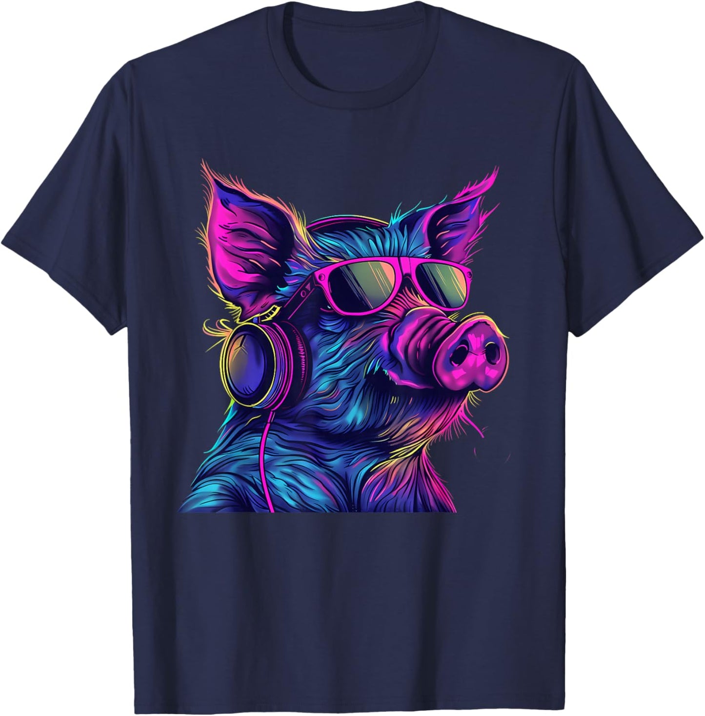 Pig DJ Techno EDM Pig Lover Music Headphones Beatmaker T-Shirt - T-Shirt | Navy