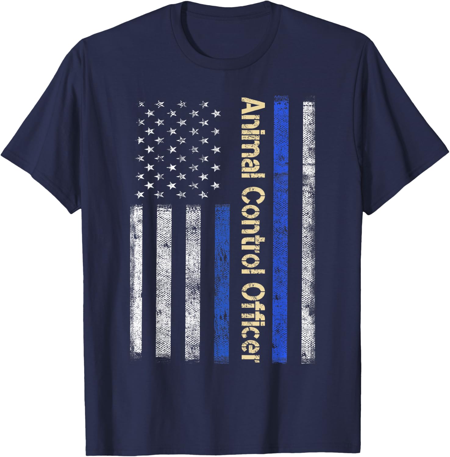 Vintage USA Animal Control Officer American Flag Patriotic T-Shirt - T-Shirt | Navy