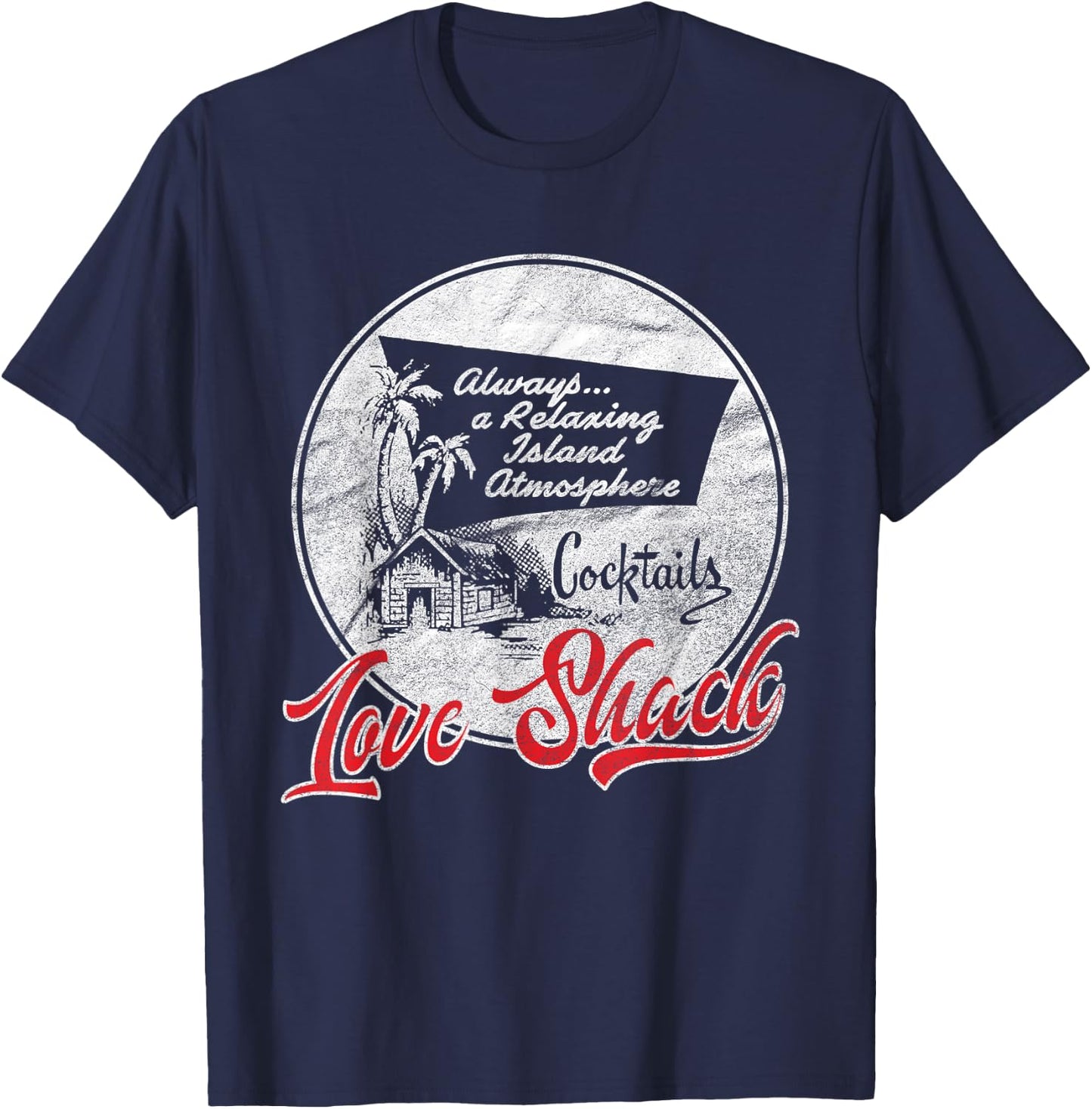 Love Shack | Tiki Bar | Vintage 50s Style T-Shirt - T-Shirt | Navy