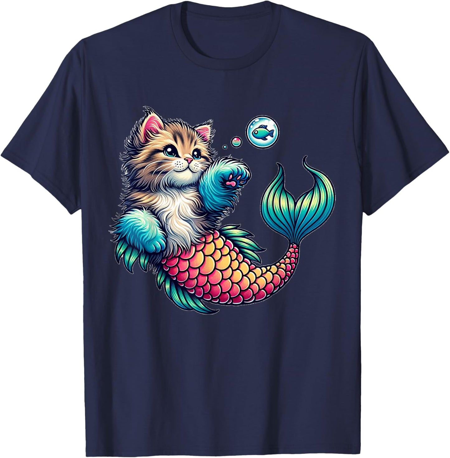 Purrmaid Cat Mermaid for Mermaid Lovers Cat Moms & Girls T-Shirt - T-Shirt | Navy