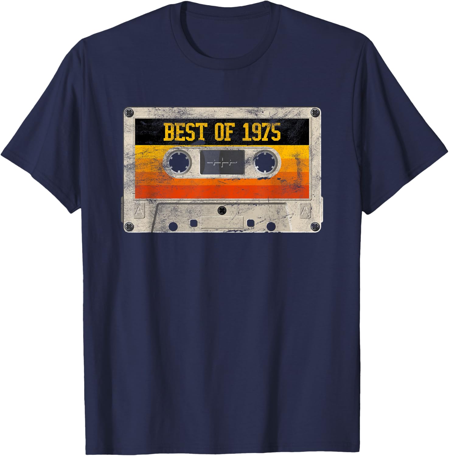 Best of 1975 46th Birthday Gifts Cassette Tape Vintage Retro T-Shirt - T-Shirt | Navy