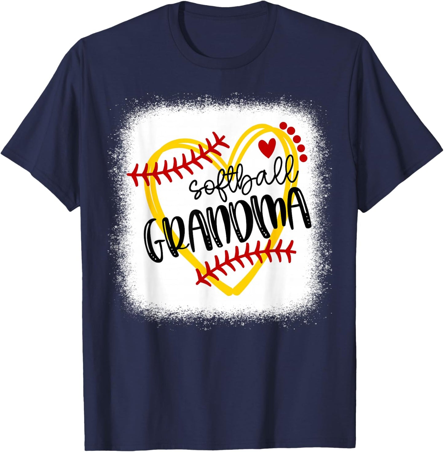 Personalized Softball Heart Cute Grandma Women Softball T-Shirt - T-Shirt | Navy