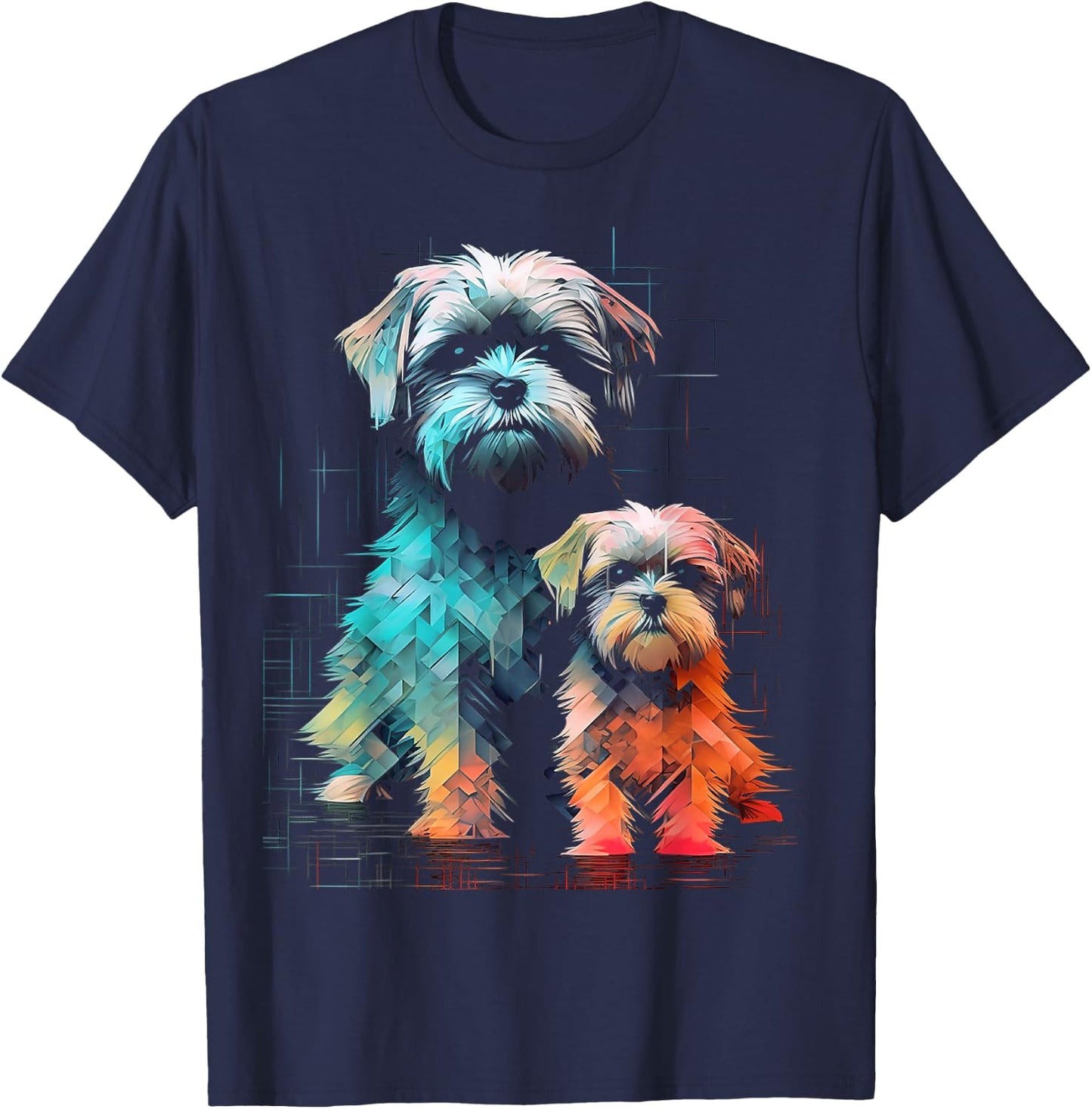 Shih Tzu Dog Geometric Polygon Art Graphic Shih Tzu T-Shirt - T-Shirt | Navy