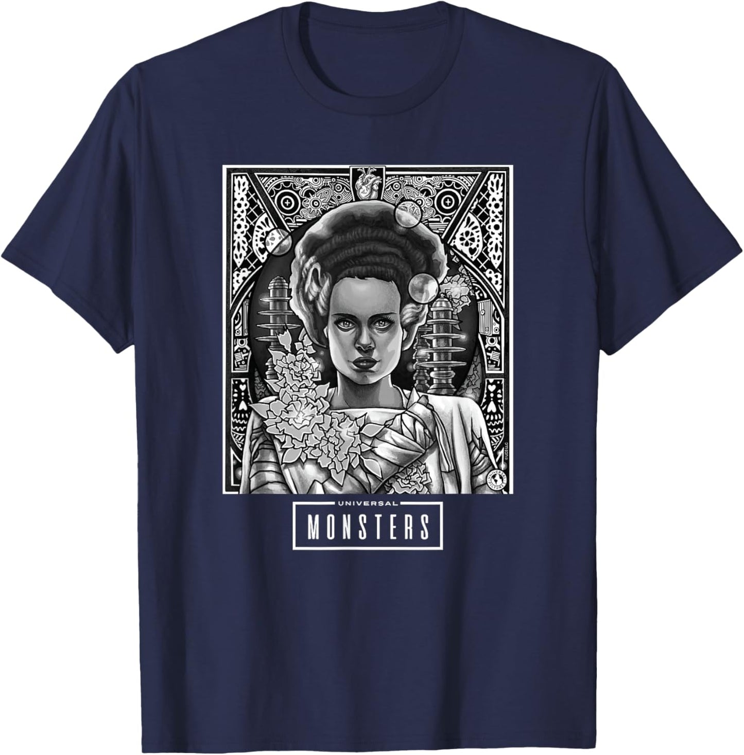 Universal Monsters Bride of Frankenstein Ofrenda T-Shirt - T-Shirt | Navy