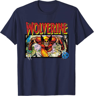 Marvel X-Men Retro Wolverine 90s T-Shirt - T-Shirt | Navy