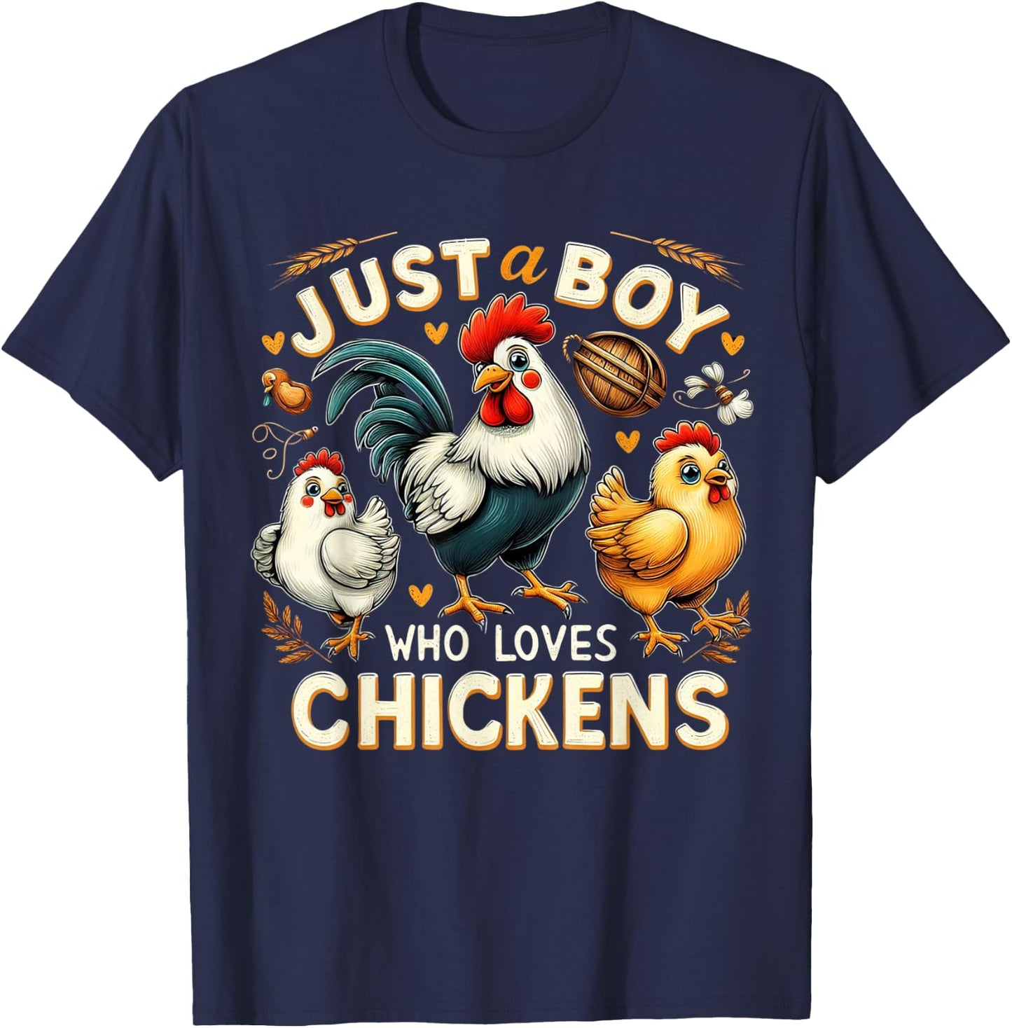 Just a boy who loves Chickens | Farm chicken animal lover T-Shirt - T-Shirt | Navy