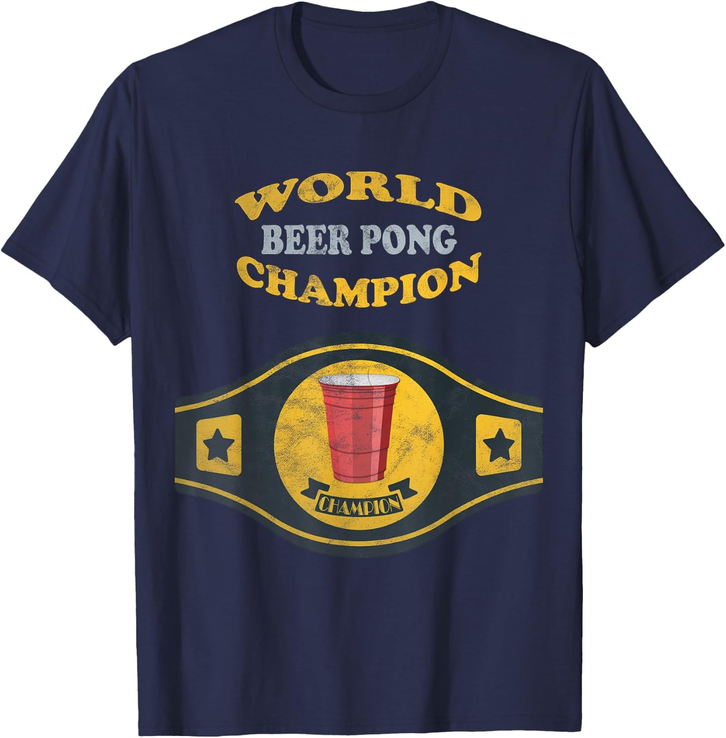 Beer Pong World Champion Vintage Retro T-Shirt - T-Shirt | Navy
