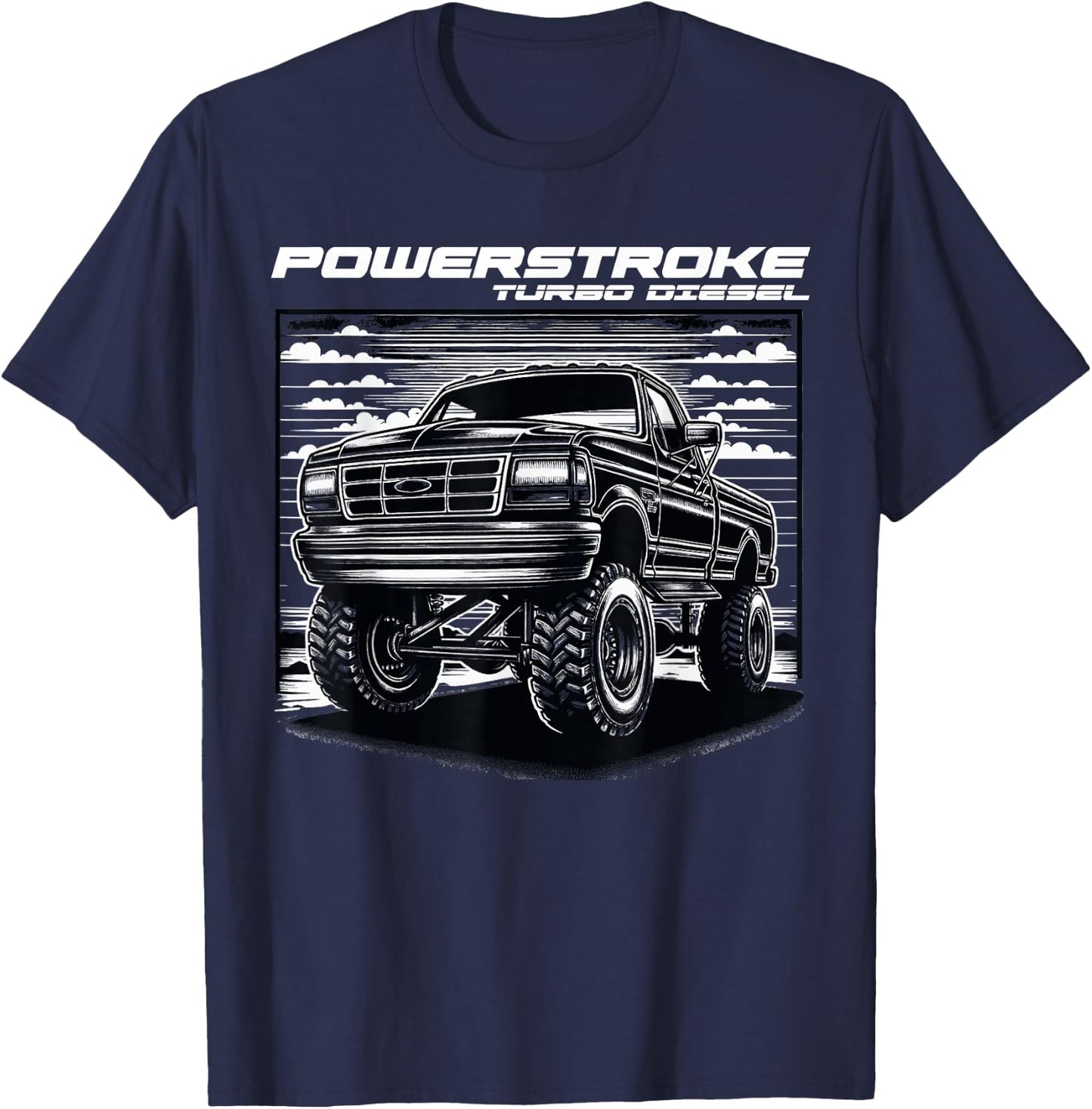 OBS Single Cab Old Body Style Retro Powerstroke Diesel Truck T-Shirt - T-Shirt | Navy