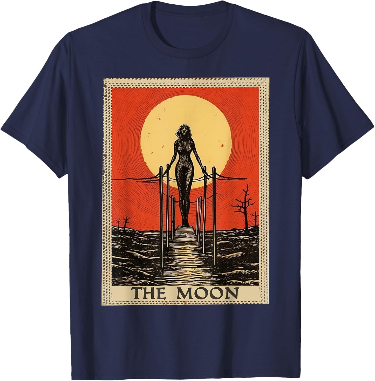 Classic Tarot Card The Moon T-Shirt - T-Shirt | Navy