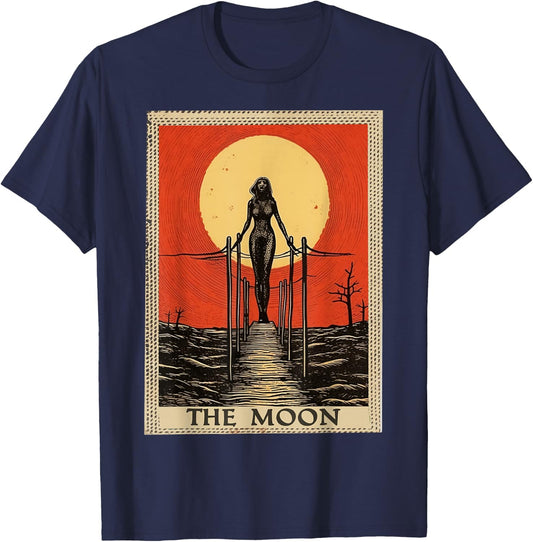 Classic Tarot Card The Moon T-Shirt - T-Shirt | Navy