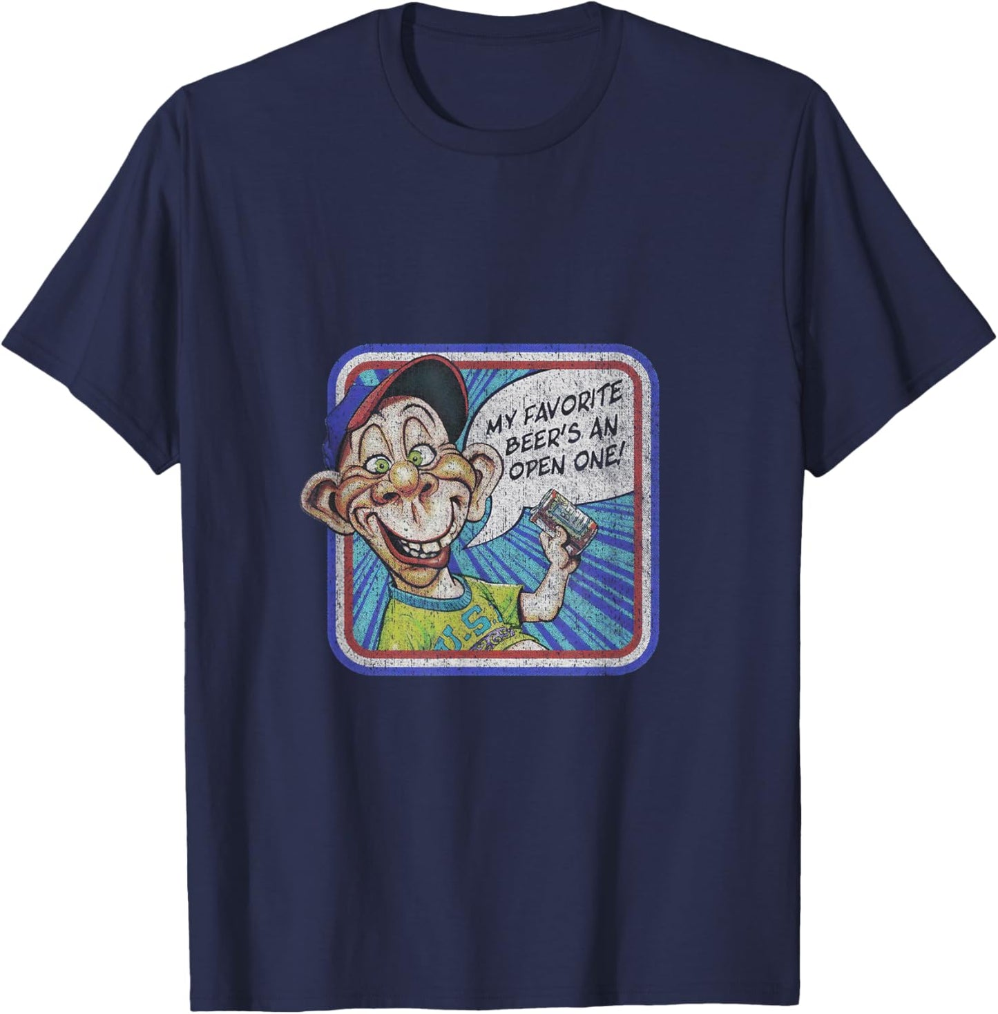Jeff Dunham Bubba J Retro Washed Black Cartoon , Adult, , Short Sleeve, Small T-Shirt - T-Shirt | Navy
