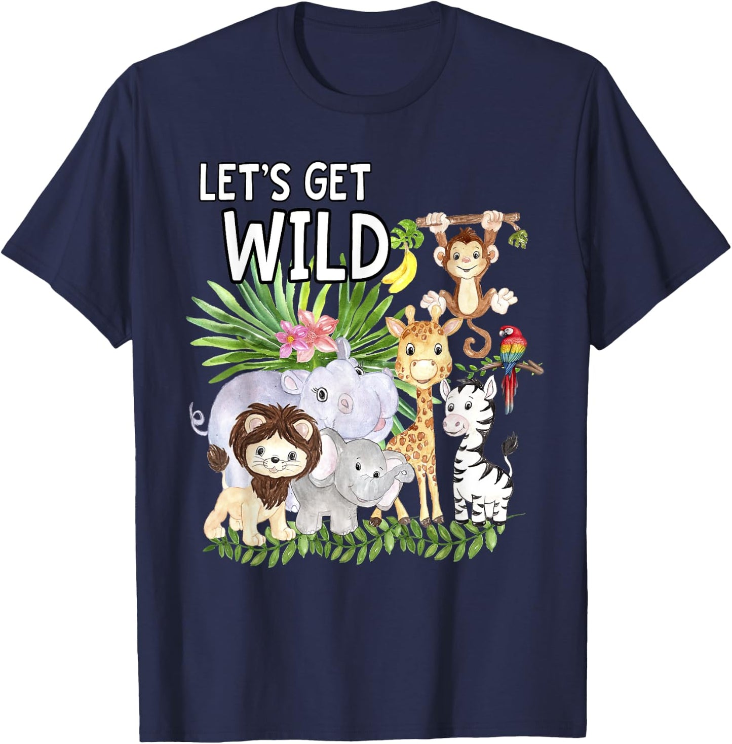 Let's Get Wild Zoo Animals Safari Party A Day At The Zoo T-Shirt - T-Shirt | Navy