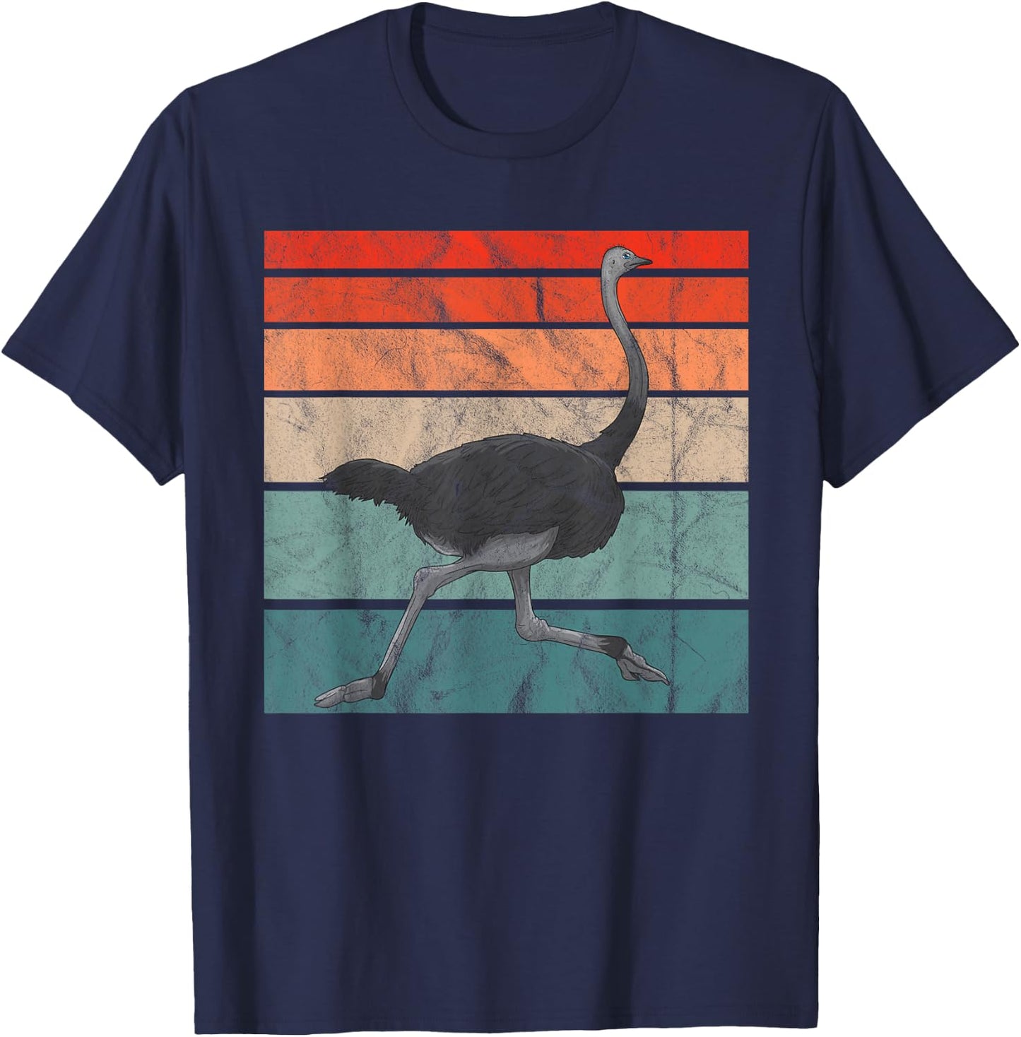 Vintage Ostrich Bird Retro Africa T-Shirt - T-Shirt | Navy