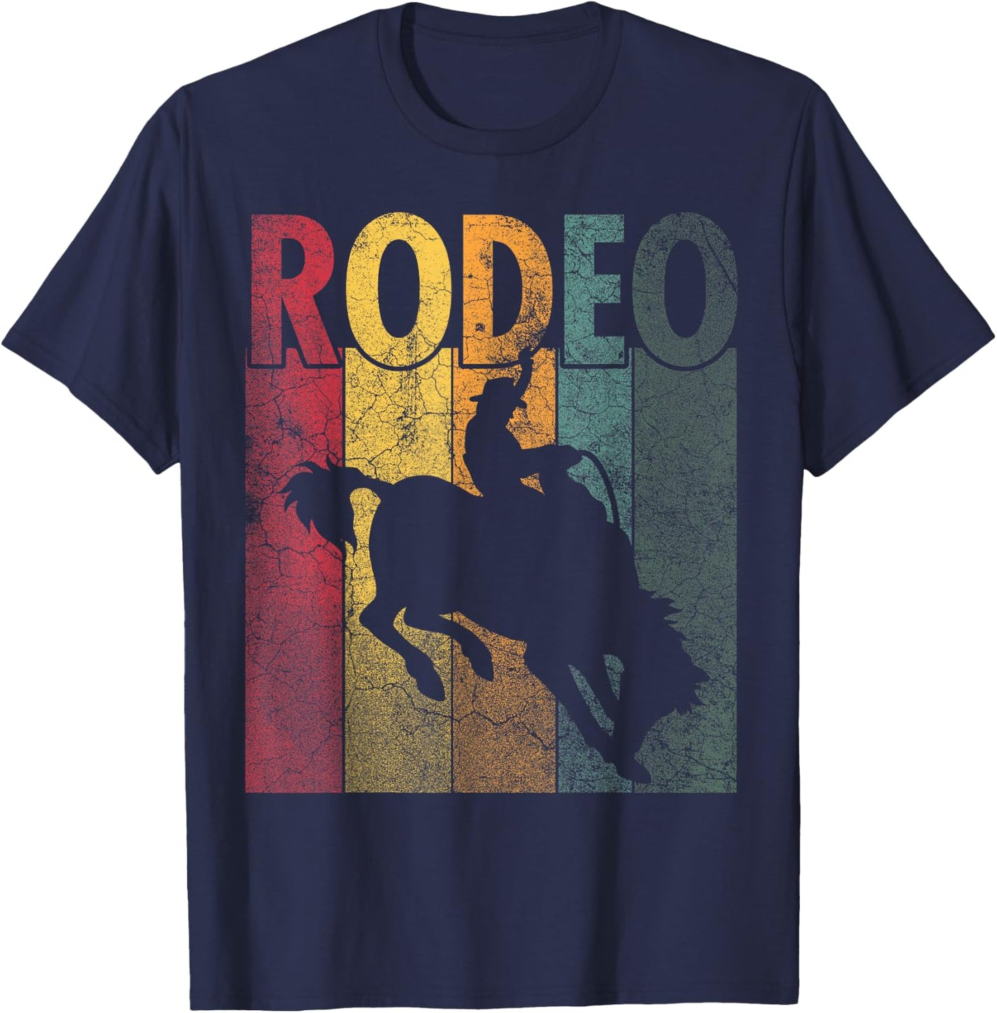 Rodeo Retro Style Cowboy Horse Riding Vintage Men Women T-Shirt - T-Shirt | Navy