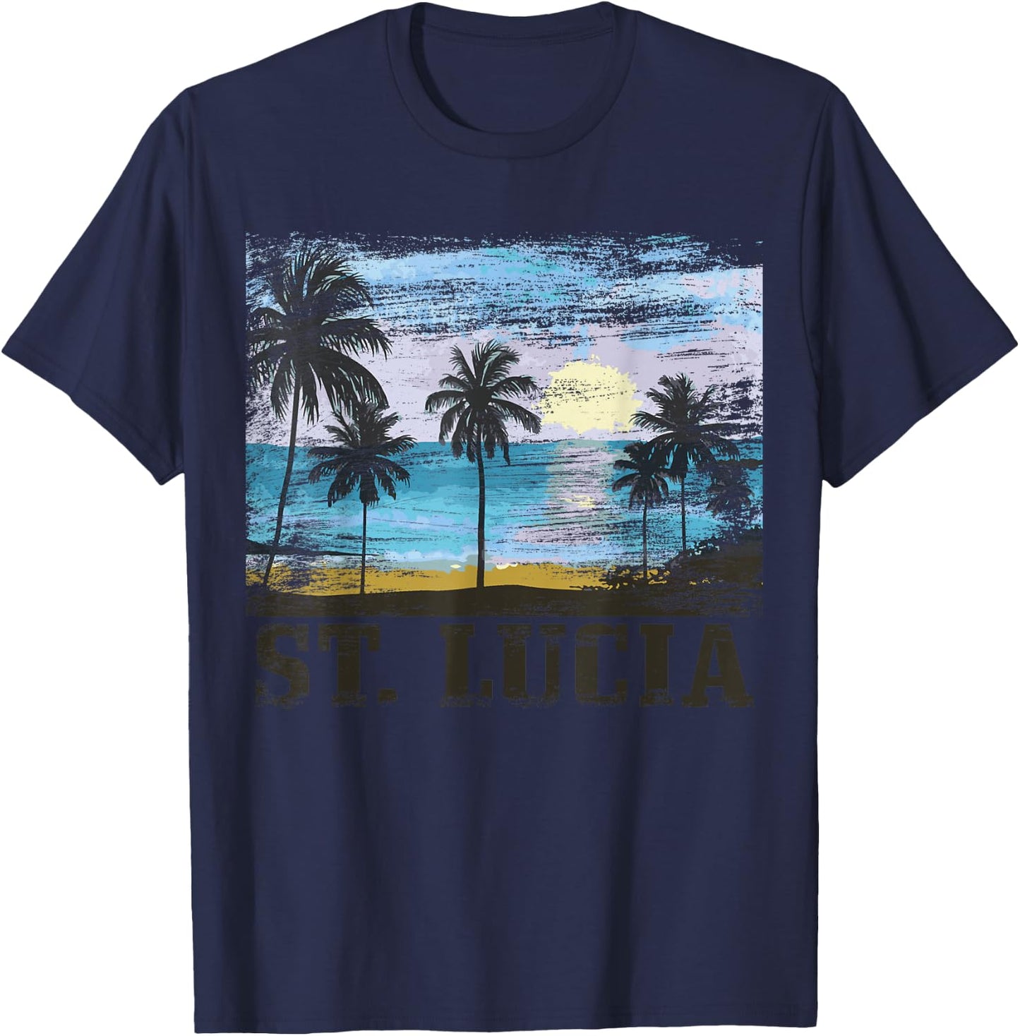 Saint Lucia Vintage Surfer Caribbean Saint Lucia Souvenir T-Shirt - T-Shirt | Navy