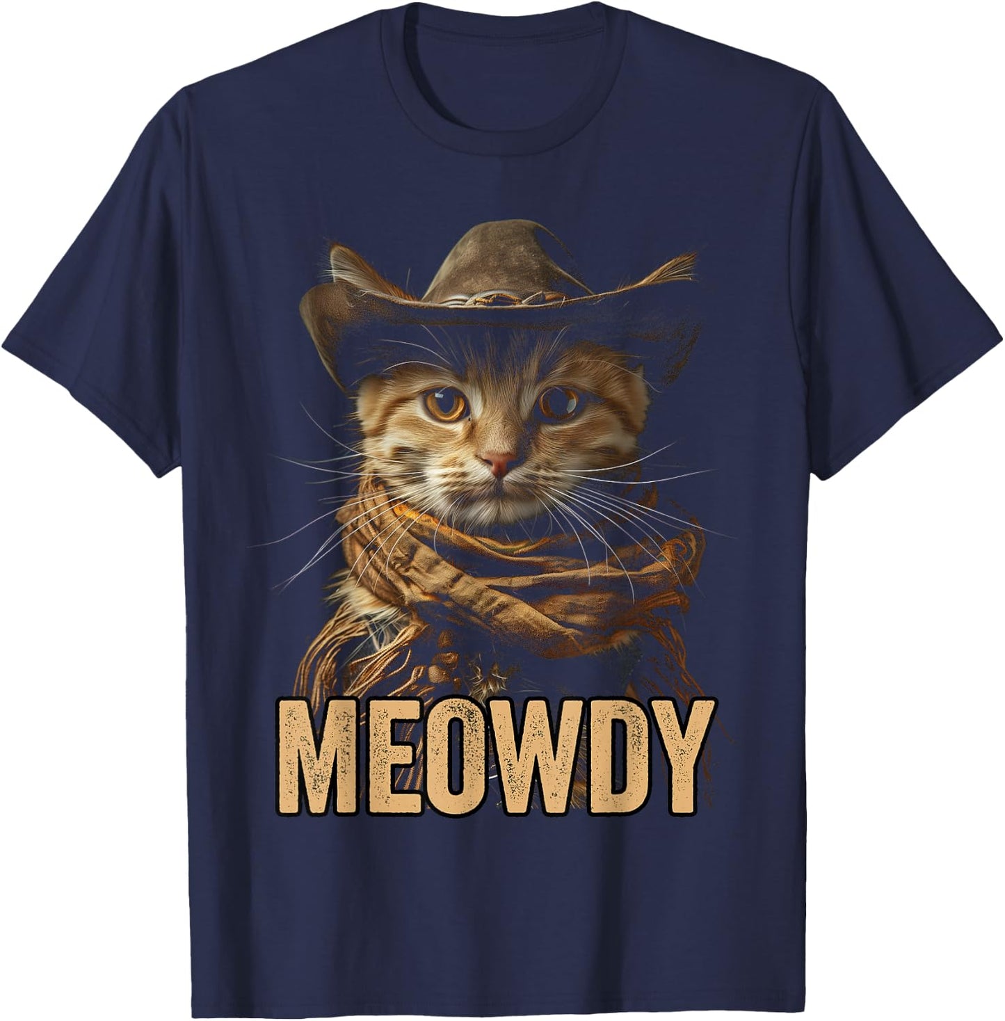 Meowdy Cat Shirt Meowdy Cowboy Cat Country Western Funny Cat T-Shirt - T-Shirt | Navy