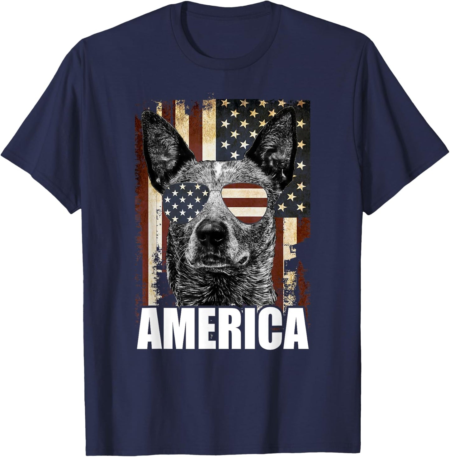 4th Of July Australian Cattle Dog Lover Patriotic Merica Women Men T-Shirt - T-Shirt | Navy