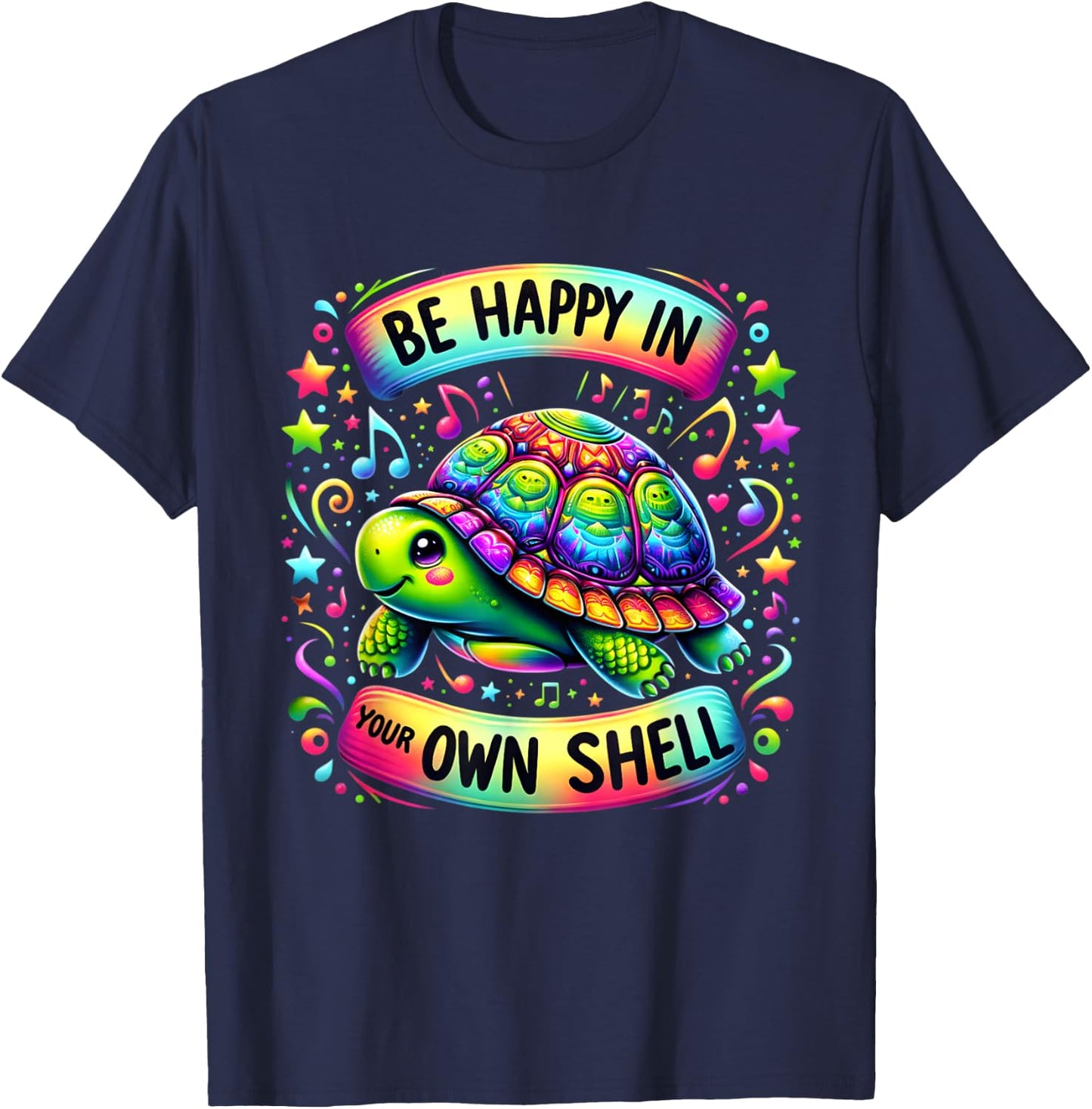Be Happy In Your Own Shell Autism Awareness funny turtle T-Shirt - T-Shirt | Navy