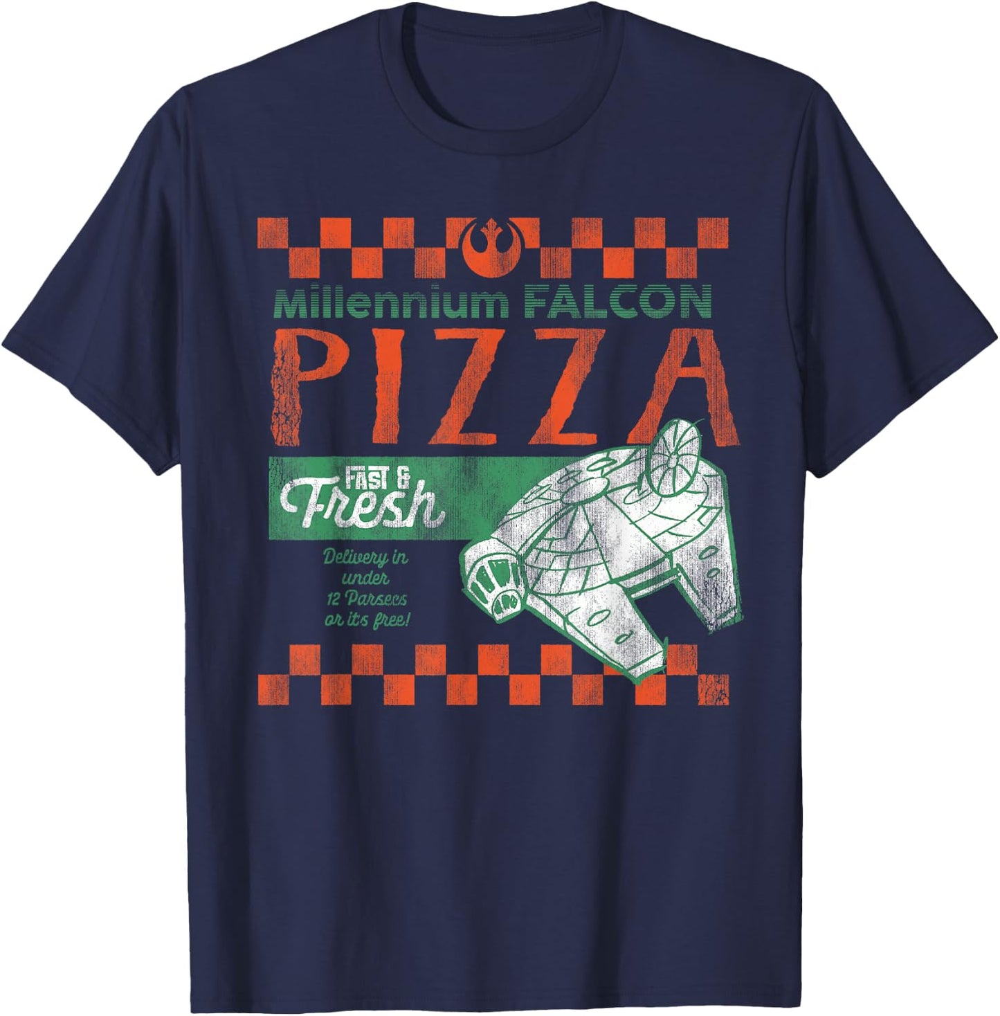 Star Wars Millennium Falcon Pizza Fast & Fresh T-Shirt - T-Shirt | Navy